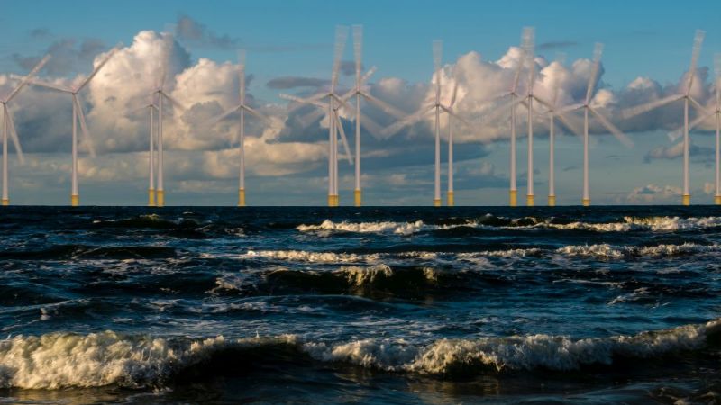 Offshore wind farm in rough seas