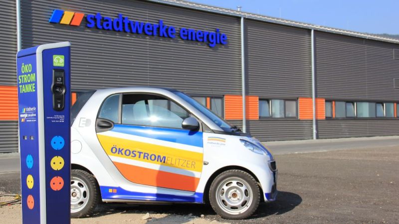Ladesäule für Elektrofahrzeuge in Jena.