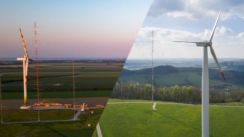 Forschungspark WiValdi (links) und Windenergieforschungstestfeld WINSENT (rechts)