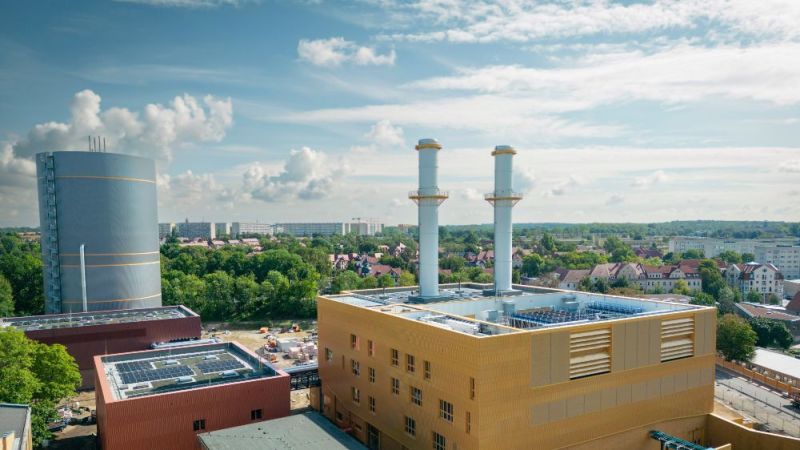 Das neue, im Oktober 2023 in Betrieb genommene Heizkraftwerk Leipzig Süd ist das erste zertifizierte Wasserstoffkraftwerk Deutschlands.