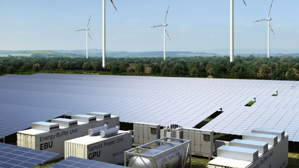 Future photovoltaic power plants must increasingly contribute to the stabilisation of the power grid: Hybrid power plants combine renewable energy with battery storage systems and classic generators, such as diesel generators – supported by innovative planning and control software.
