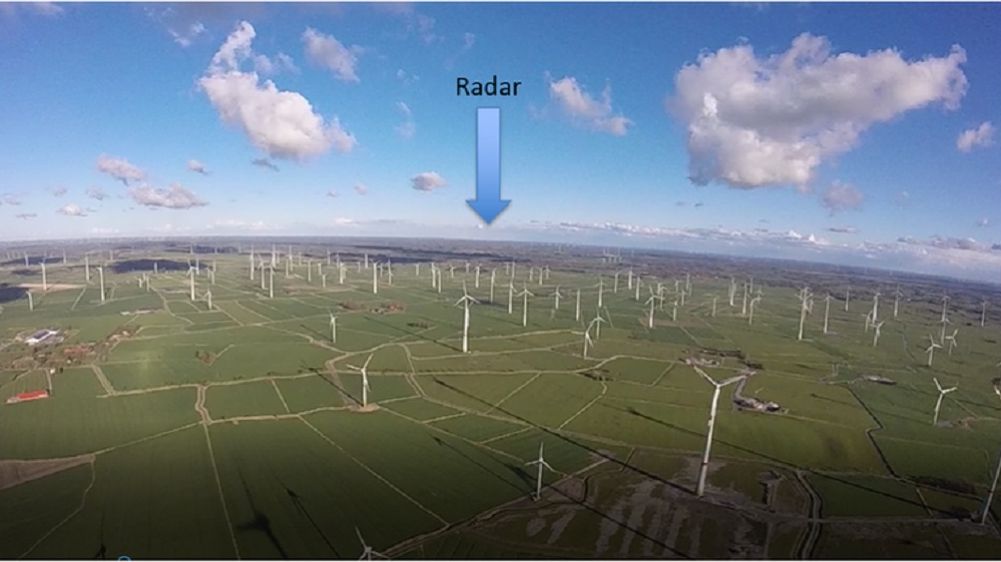 Measurement of a radar signal behind a wind farm - excerpt from an on-board video of the octocopter