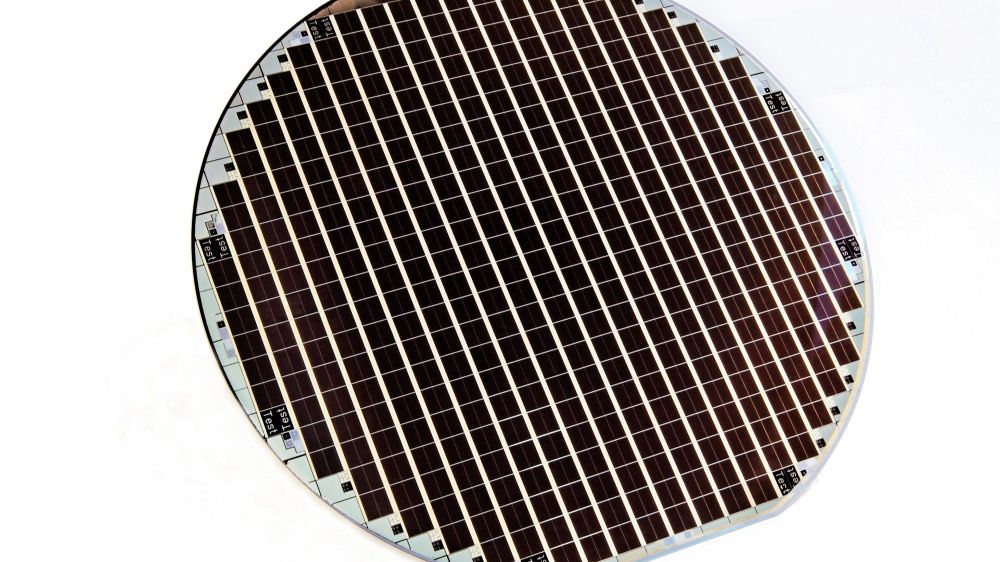 A fully processed wafer with multi-junction solar cells