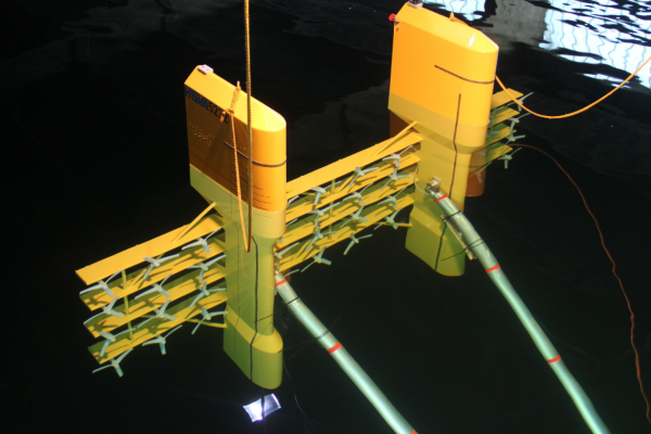Model tests of the Triton platform in Hamburg Ship Model Basin (HSVA) (operating position)